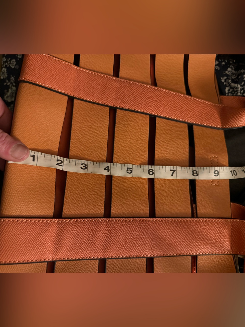 Structured Striped Tote Bag in Burnt Orange with bonus purse NEW - Picture 5 of 7